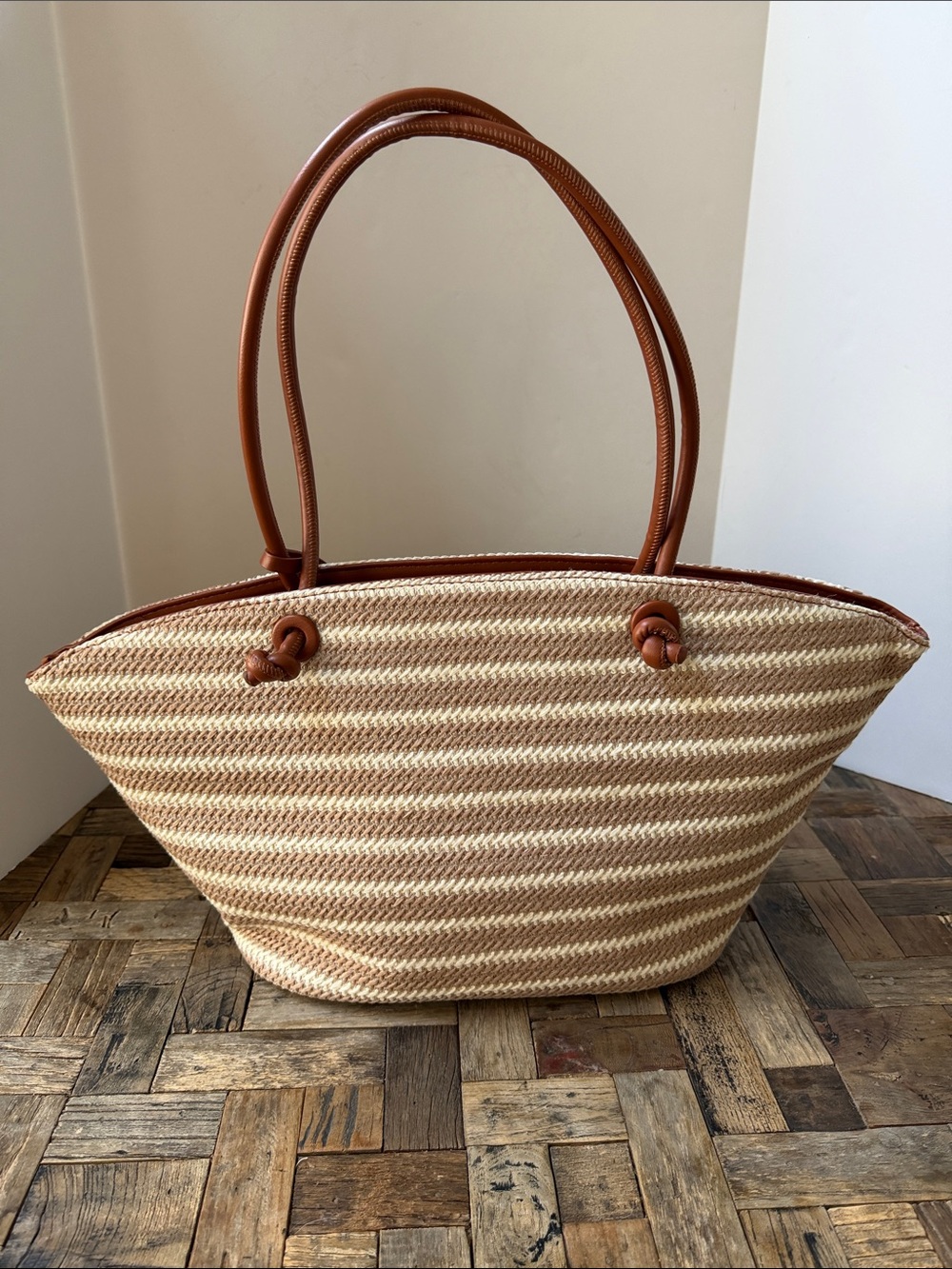 AOTA Anthropologie Jessica Raffia Tote Bag NWT - Picture 6 of 11